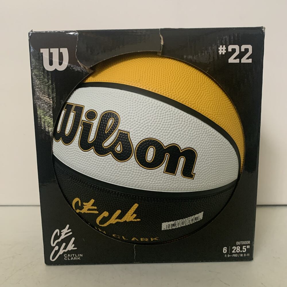 Wilson Caitlin Clark #22 Inspire Tribute Basketball Size 6 Iowa Black White Gold